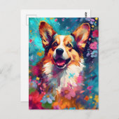 Carte Postale Corgi couleur (Devant / Derrière)