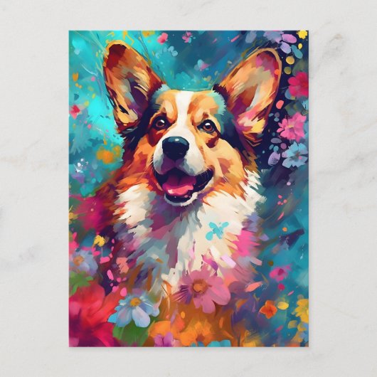 Carte Postale Corgi couleur (Devant)