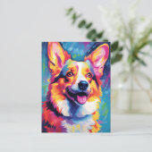 Carte Postale Corgi couleur (Debout devant)