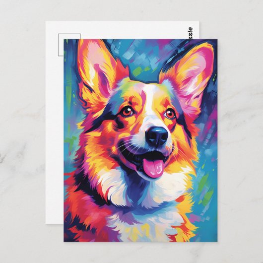 Carte Postale Corgi couleur (Devant / Derrière)