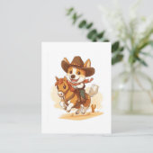 Carte Postale Corgi Cowboy � Chien de Rodéo Occidental (Debout devant)