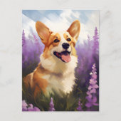 Carte Postale Corgi dans le champ Lavender (Devant)