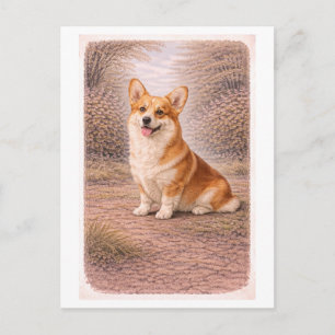 Carte Postale Corgi de style vintage