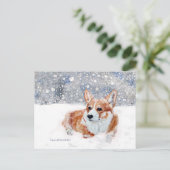 Carte Postale Corgi d'hiver (Debout devant)