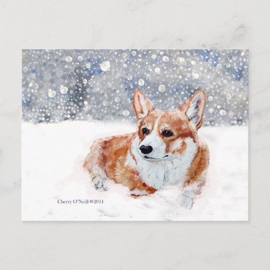 Carte Postale Corgi d'hiver (Devant)