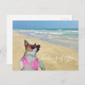 Carte Postale Corgi drôle dans Bikini Beach (Devant / Derrière)