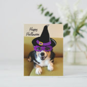 Carte Postale Corgi drôle d'Halloween en costume (Debout devant)