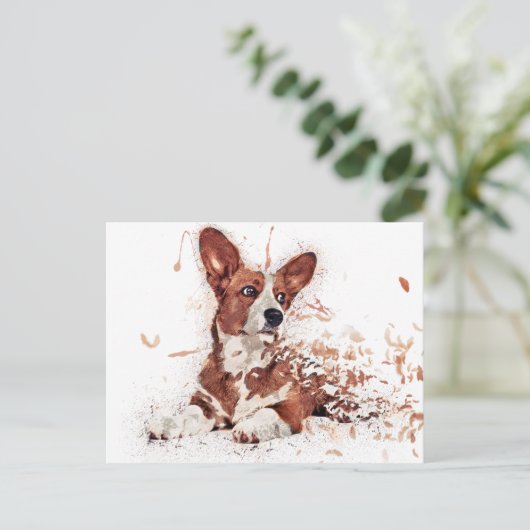 Carte postale Corgi & Feather Art (Debout devant)
