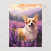 Carte Postale Corgi gallois dans le champ Lavender (Devant)