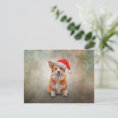 Carte Postale Corgi gallois en casquette rouge du Père Noël (Debout devant)