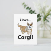 Carte Postale Corgi J'adore Corgi (Debout devant)