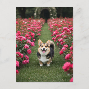 Carte Postale Corgi mignonne en Rose