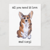 Carte Postale Corgi sue aquarelle (Devant)