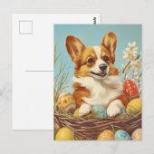 Carte Postale Corgi Vintage Pâques (Devant / Derrière)
