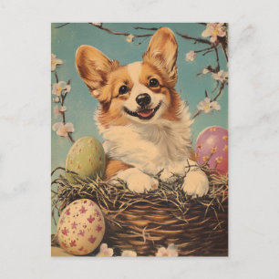 Carte Postale Corgi Vintage Pâques