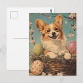 Carte Postale Corgi Vintage Pâques (Devant / Derrière)