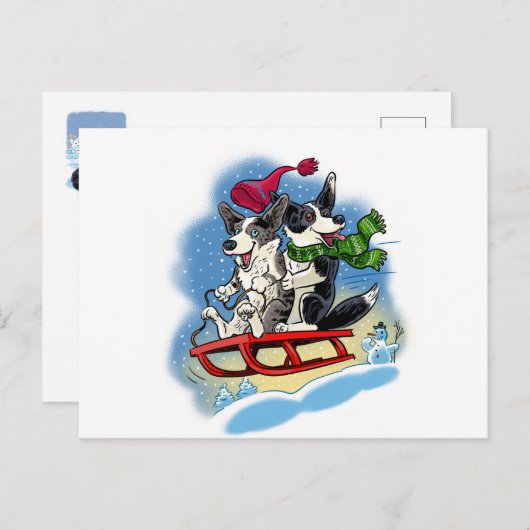 Carte Postale Corgis d'hiver (Devant / Derrière)