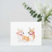 Carte Postale Corgis mignon gallois portant des bandanas roses c (Debout devant)