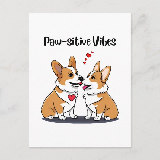 Carte Postale Corgis Vibes en Amour (Devant)