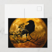 Carte Postale Corneille d'Halloween la nuit (Devant / Derrière)
