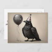 Carte Postale Corneille fixant le joyeux ballon d'anniversaire c (Devant / Derrière)