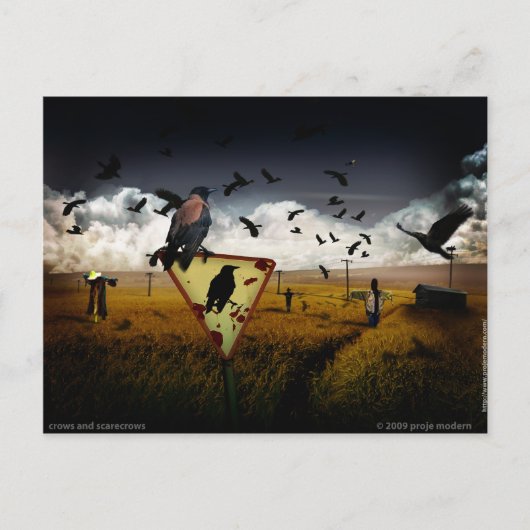 Carte Postale corneilles et écharpes (Devant)