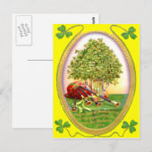 Carte Postale Cornemuses Shamrock Or Vert (Devant / Derrière)
