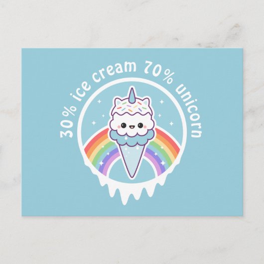 Carte Postale Cornet de crème glacée de licorne (Devant)