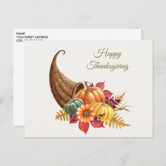 Carte postale Cornucopia Thanksgiving (Devant / Derrière)