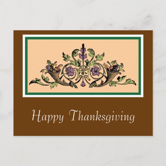 Carte postale Cornucopia Vintage Thanksgiving (Devant)