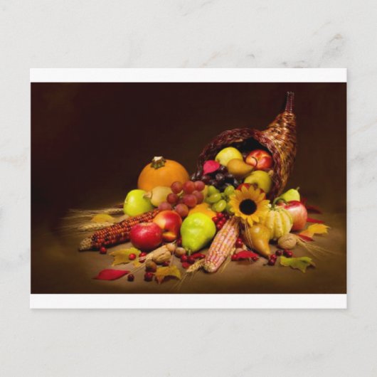 Carte Postale cornucopie fruitée et gourde (Devant)