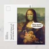Carte Postale Corona Lisa (Mona Lisa) Restez À La Maison. Sauver (Devant / Derrière)