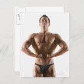 Carte Postale Corps de constructeur masculin flexion et pose (Devant / Derrière)