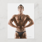 Carte Postale Corps de constructeur masculin flexion et pose (Devant)