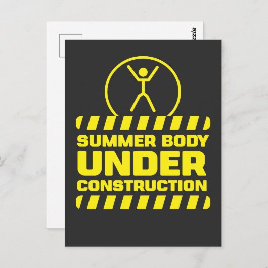 Carte Postale Corps d'été en construction Funny Fitness Excus (Devant / Derrière)