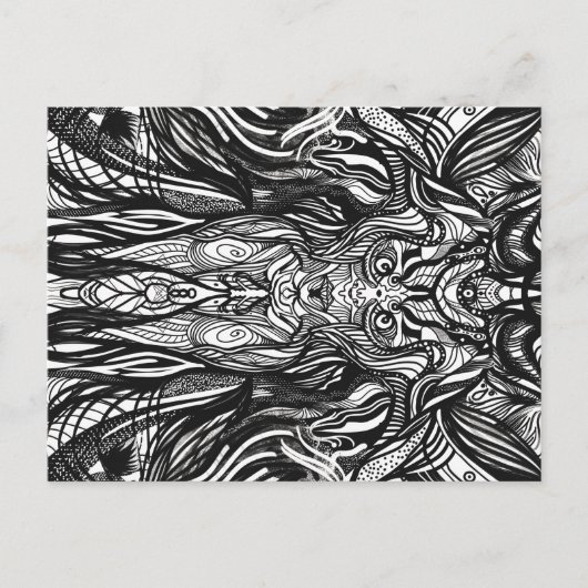 Carte Postale Corps visage de Chouette noire (Devant)