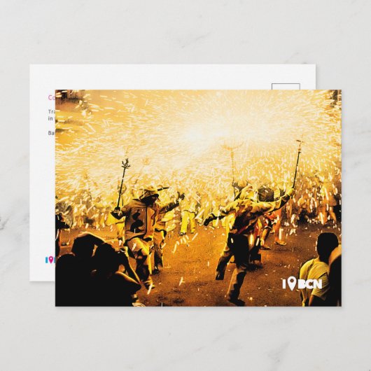 Carte Postale Correfocs du quartier Gràcia à Barcelone, Espagne (Devant / Derrière)