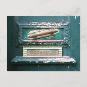 Carte Postale Correio Mail Fente Vieux Porte en Bois Açores Port