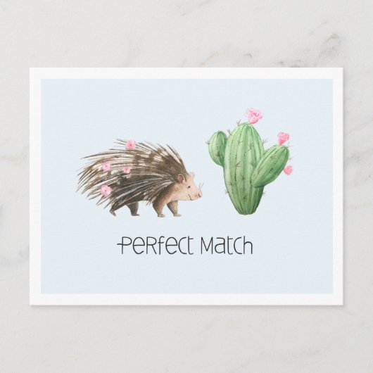 Carte Postale Correspondance parfaite | Cute Porcupine & Cactus  (Devant)