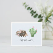 Carte Postale Correspondance parfaite | Cute Porcupine & Cactus  (Debout devant)