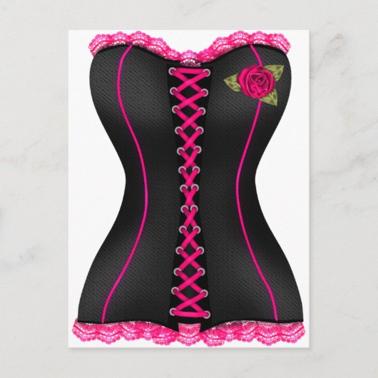 Carte Postale Corset noir rose (Devant)