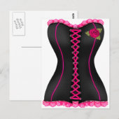 Carte Postale Corset Noir Rose rose (Devant / Derrière)