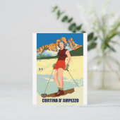 Carte Postale Cortina D'Ampezzo Fille de ski (Debout devant)