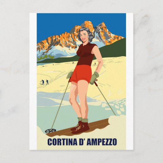 Carte Postale Cortina D'Ampezzo Fille de ski (Devant)