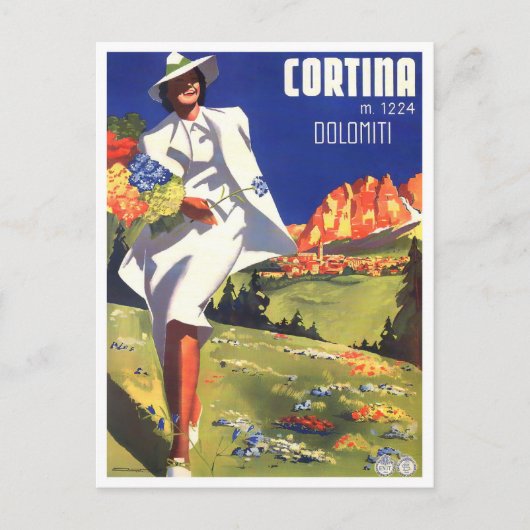 Carte Postale Cortina Dolomites Italie voyage millésime (Devant)