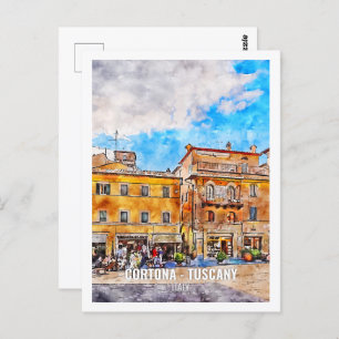 Carte Postale Cortona Toscane Italie Travel Place Aquarelle