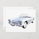 Carte Postale Corvette blanche 1961 (Devant / Derrière)