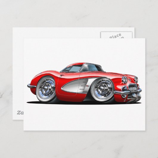 Carte Postale Corvette rouge (Devant / Derrière)