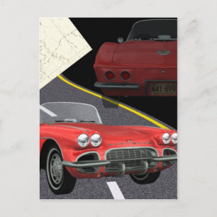 Carte Postale Corvette rouge - Conception voiture/Fête des pères