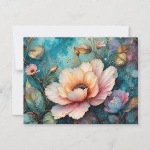 Carte Postale Cosmos coloré Fleur feuilles et ciel